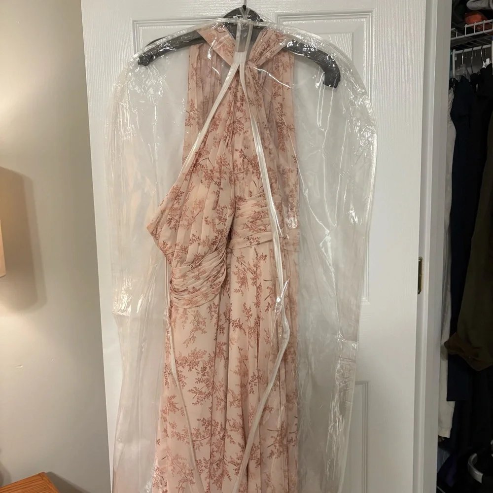 Azazie Charlize One-Shoulder in Pink Fern Floral - Picture 3 of 5